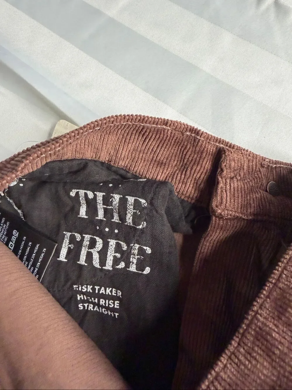 NWT Free People High Rise Straight Leg Brown Corduroy Pants Size 26 New